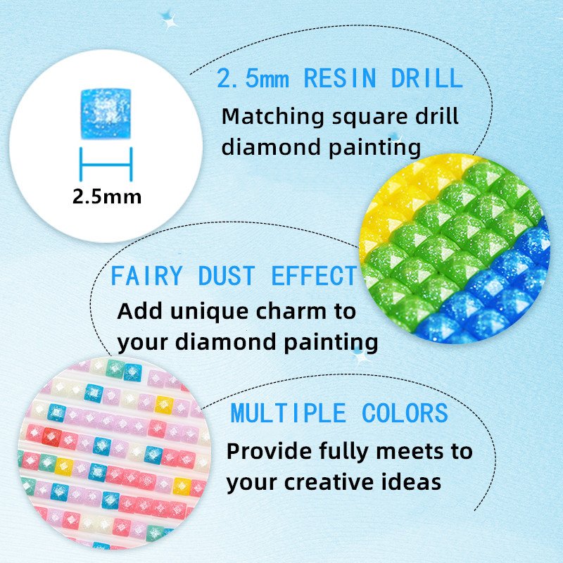 R-14 2.5mm Square Dazzling Pixie Dust Drill Sparkling Beads Diamond Painting Fairy Dust Drills