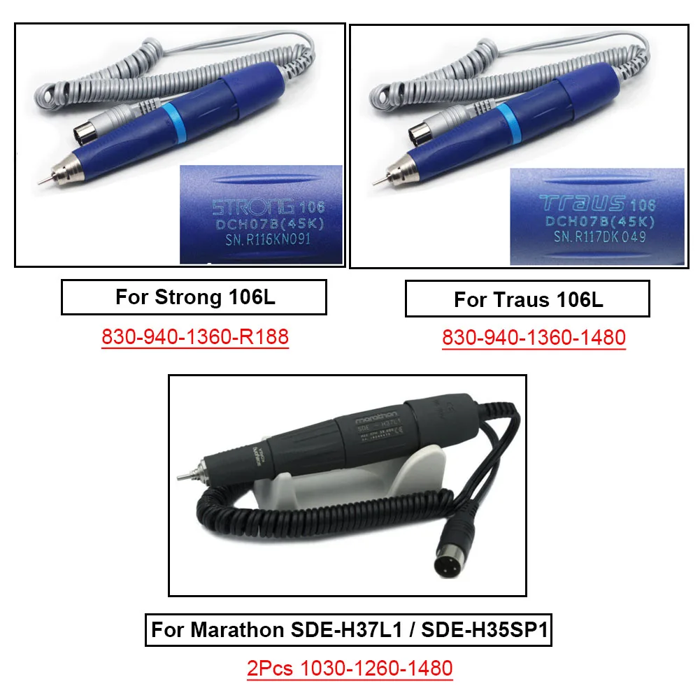 High Quality 102L 105L Dental Hand Grinder Handpiece Ball Bearing 1480 1260 940 830 For Polish Micromotor Nail Drill Machine