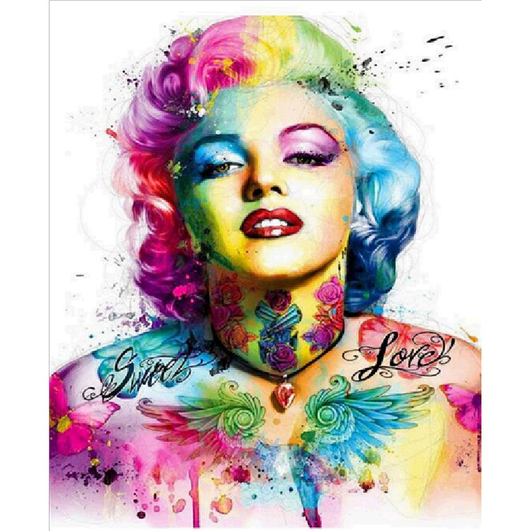 Custom Modern Portrait Painting Canvas Wall Art DIY 5D Diamond Resin Drill Decor Art Printed 5D Diamond Painting Watercolor