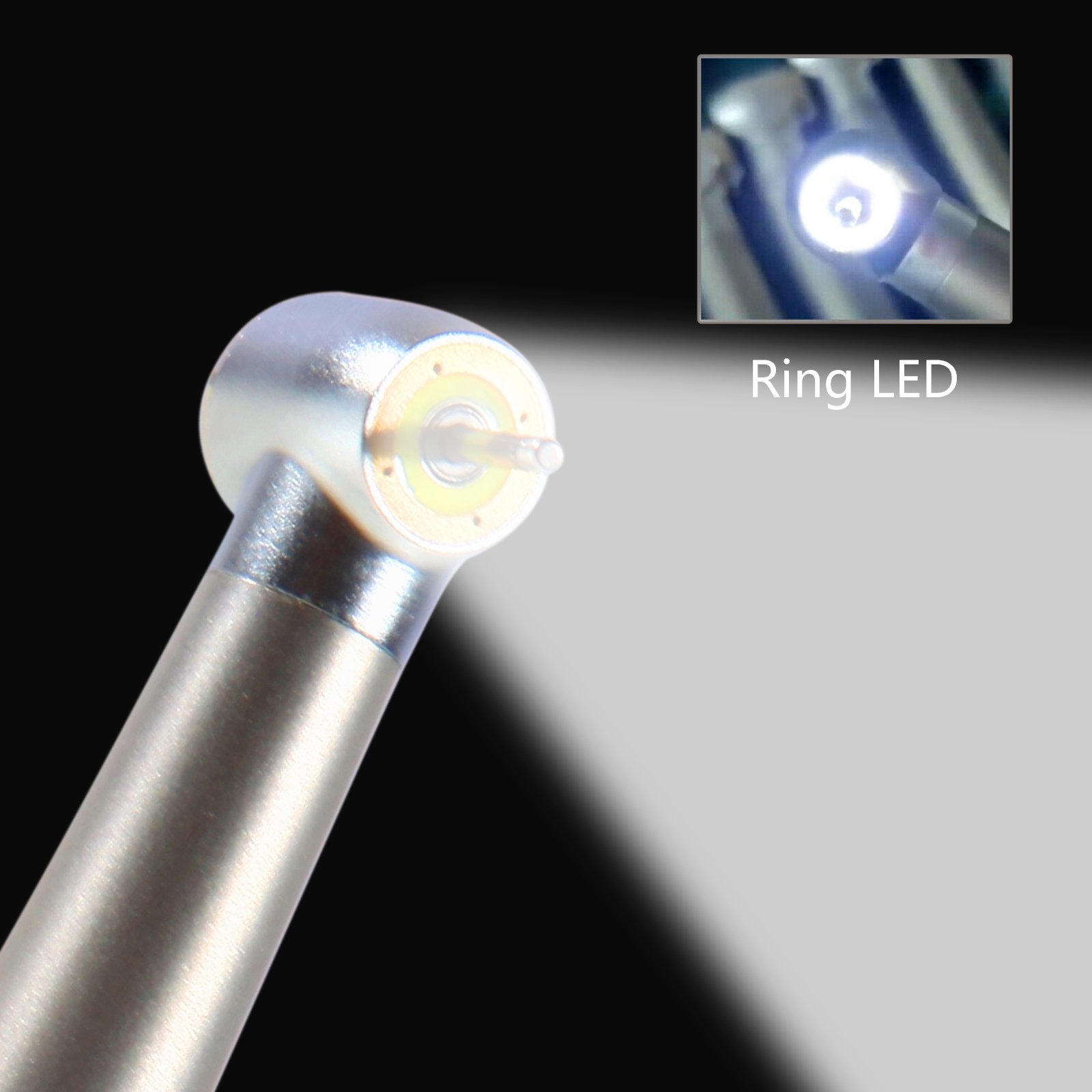 Ring LED Shadowless Standard Head Ceramic Bearing Dental Fiber Optic High Speed Handpiece Four Water Spray E-Generator 4 Holes