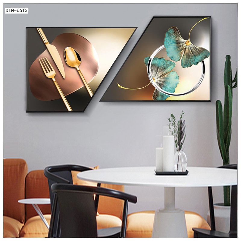 Minimalist artistic black frame hanging print 3D diamonds crystal porcelain painting wall decor living room wall painting