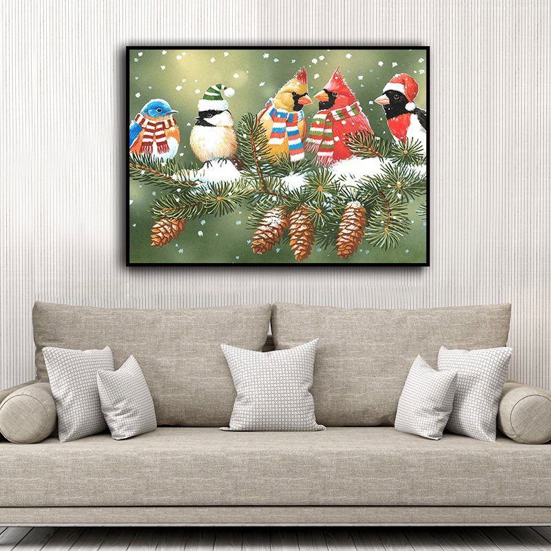 Wholesale Winter Snow Birds And Pine Fruit Diy 5d Full Drill Diamond Cross Stitch Embroidery Home Decor Gift Wall Art Diamond Pa