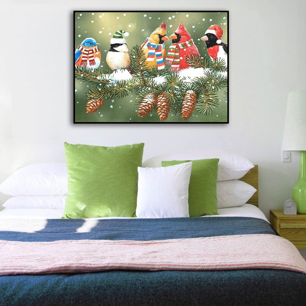 Wholesale Winter Snow Birds And Pine Fruit Diy 5d Full Drill Diamond Cross Stitch Embroidery Home Decor Gift Wall Art Diamond Pa