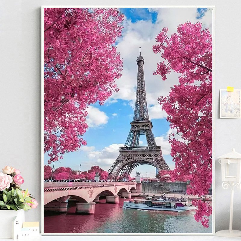 Modern 5D DIY Tower Landscape Painting Wall Canvas Art Full Drill Cross Stitch Diamond Kits for Home Decor