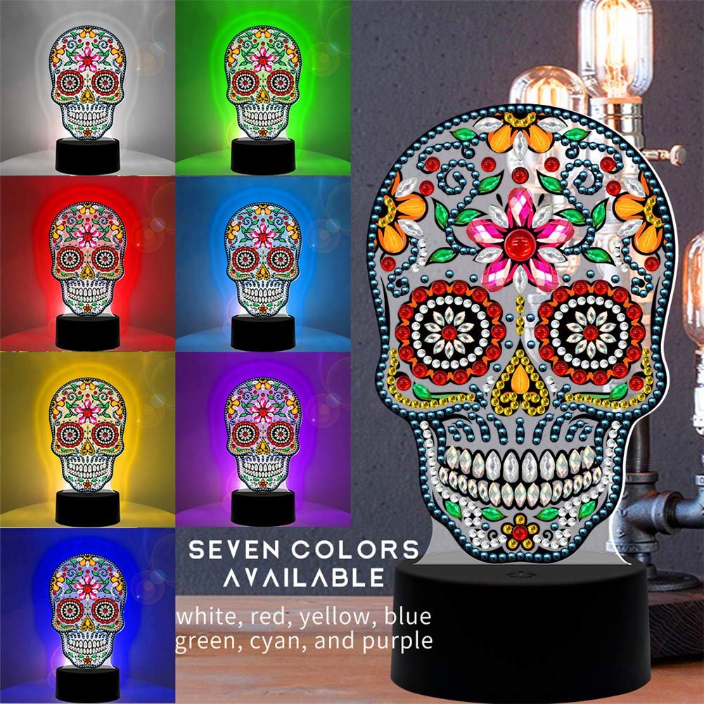 LED Diamond Painting Lamp,DIY Special Shaped Beads Diamond Painting Design LED Night Light Embroidery Mosaic Kit Home Decoration