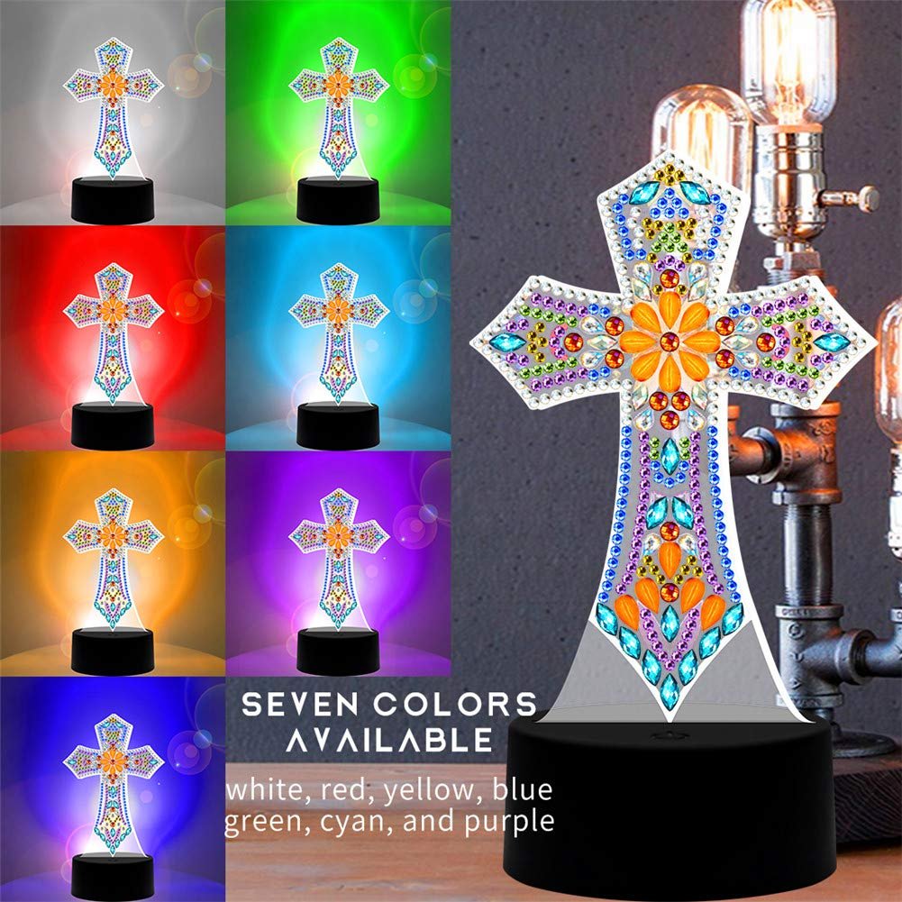 LED Diamond Painting Lamp,DIY Special Shaped Beads Diamond Painting Design LED Night Light Embroidery Mosaic Kit Home Decoration