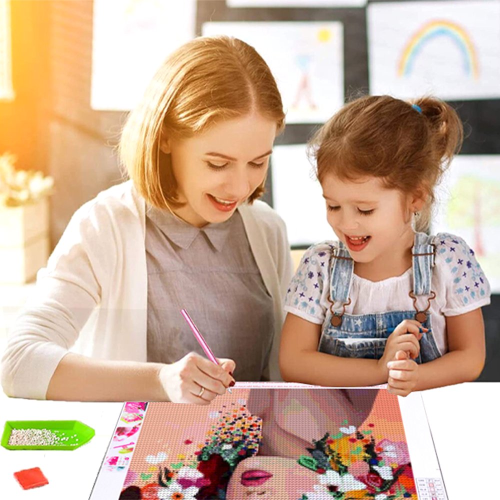 Diamond Painting Kits for Adults, Flowers Girl 5D DIY Diamond Art Kits Full Drill Diamond Dots for Wall Decor Gem Arts 12x16