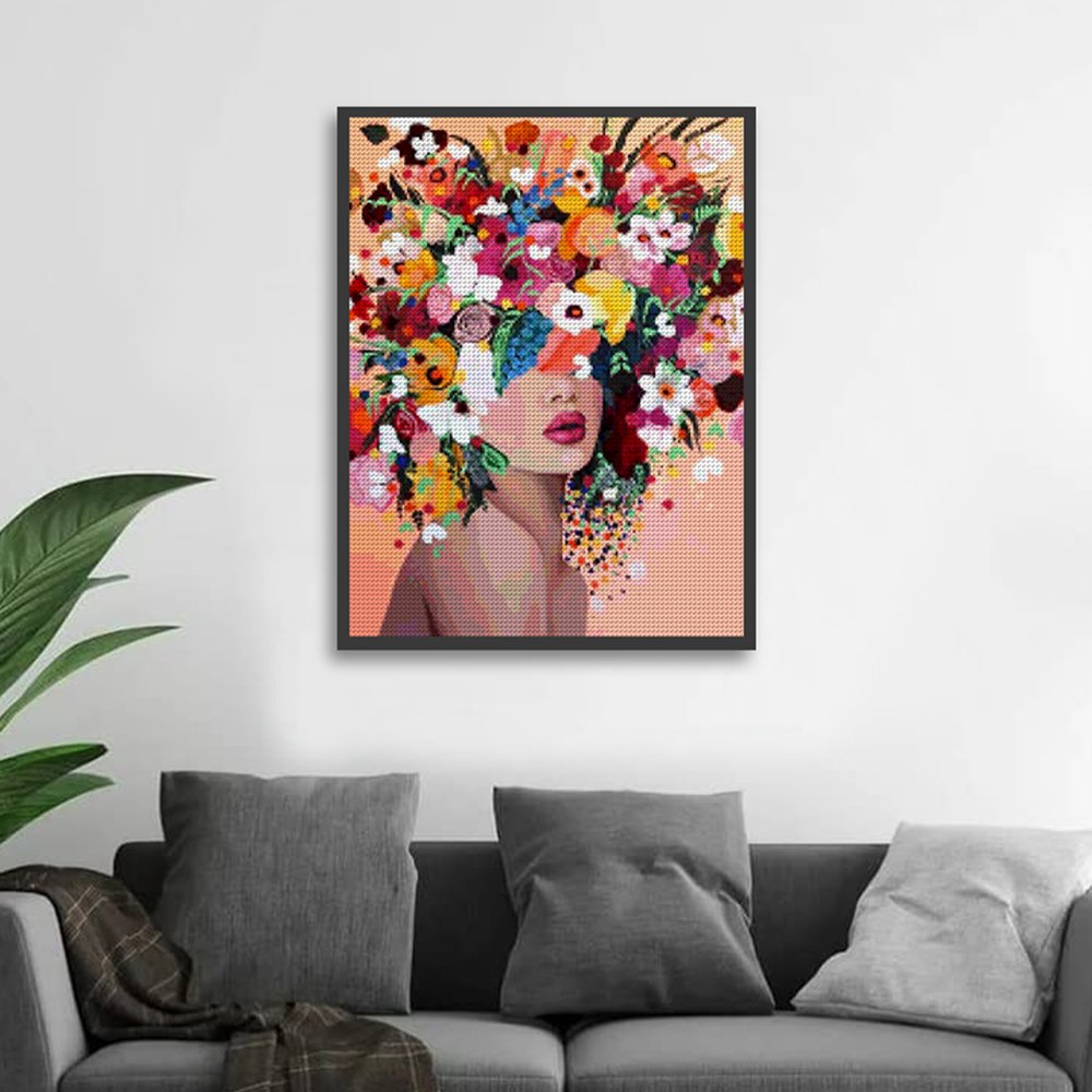 Diamond Painting Kits for Adults, Flowers Girl 5D DIY Diamond Art Kits Full Drill Diamond Dots for Wall Decor Gem Arts 12x16