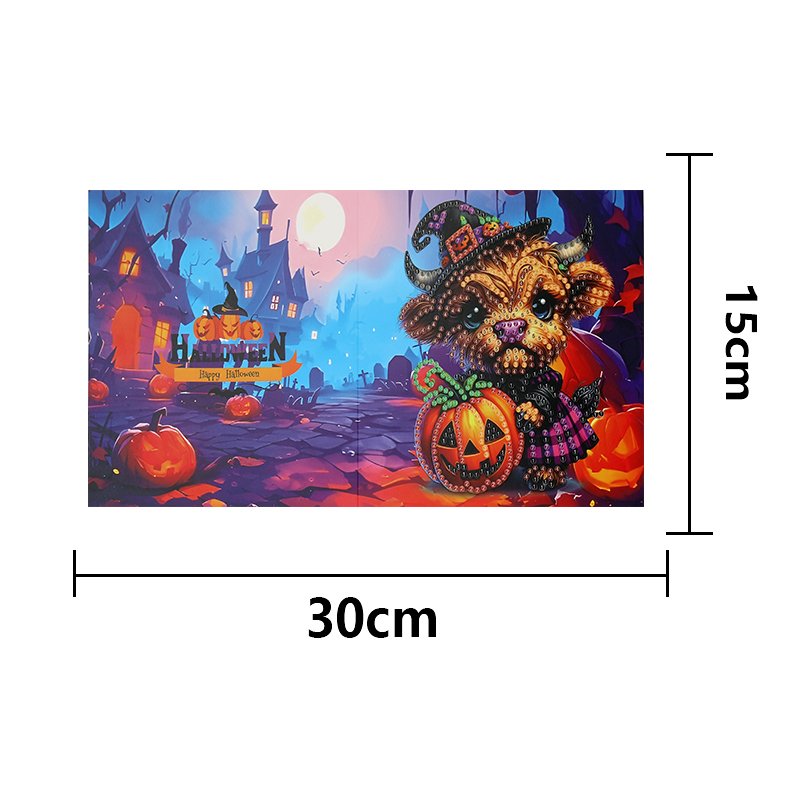 6 Pieces Set 5d Christmas Diamond Paintings Greeting Cards Halloween Postcards Festival Embroidery Handmade Making Cards Gift