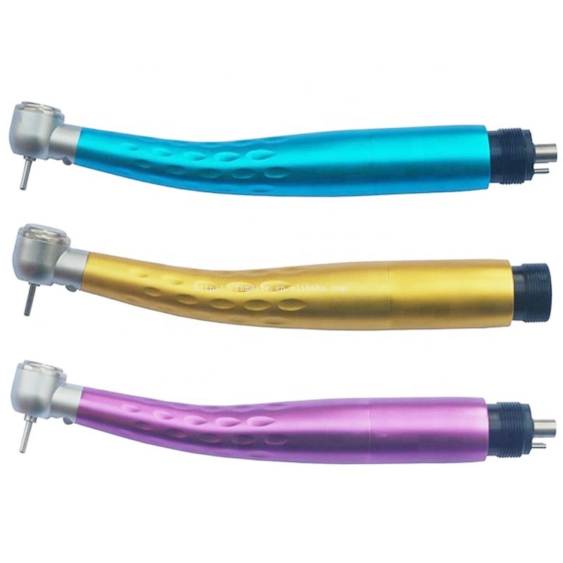 Colored Dental 3 Point Water Spray Surgical Handpiece LED Optic Fiber Air Turbine High Speed Handpiece contra angle 2/4 holes