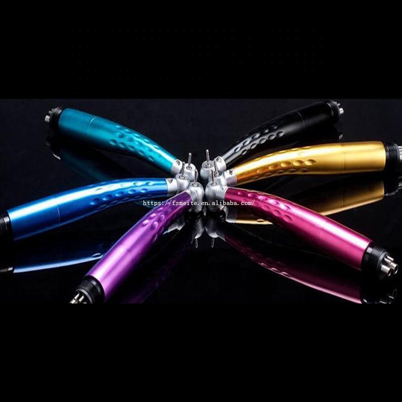Colored Dental 3 Point Water Spray Surgical Handpiece LED Optic Fiber Air Turbine High Speed Handpiece contra angle 2/4 holes