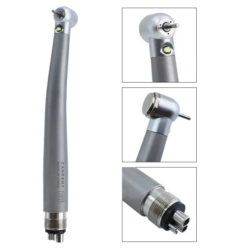 LED 4 Hole 3 Way Water Spray Ceramic Push Button Air Turbine Drills High Speed Dental Handpiece