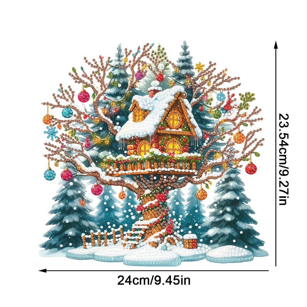 Wholesale DIY Christmas Decor Diamond Painting Hanging Pendant 5D Acrylic Diamond Painting House Tree Irregular Pendant