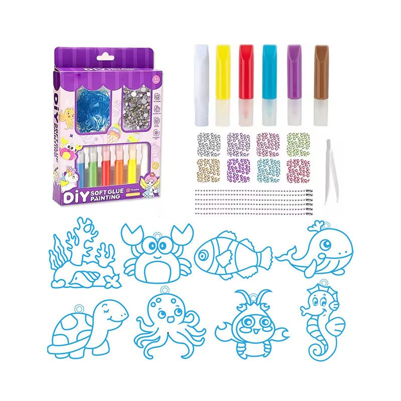 Ocean diy diamond painting kits for kids no-bake glue painting toy
