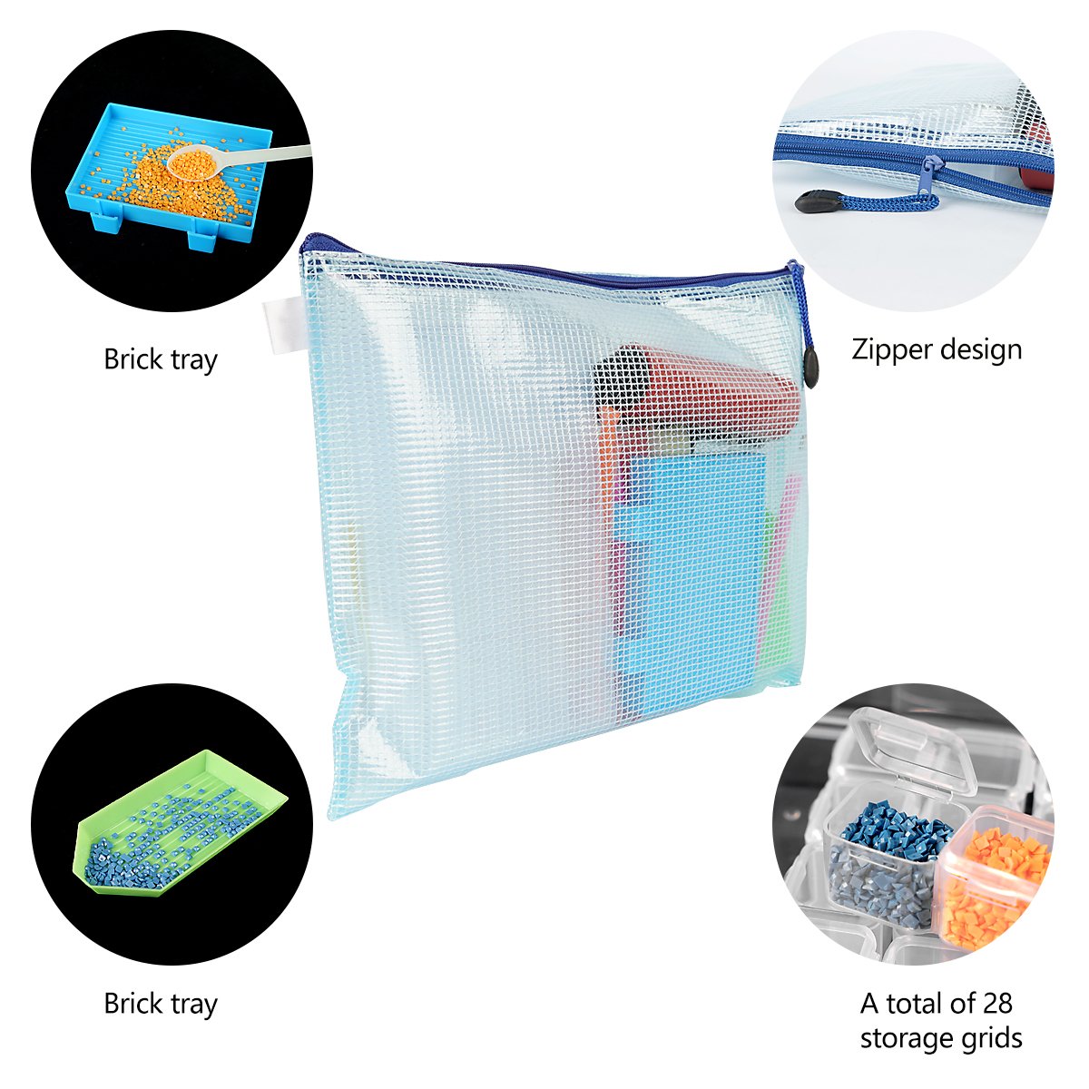Factory Direct Sales Diamond Painting Tools and Accessories Storage Bag Tray 28 Grids Box Roller Diamond Painting Tool Kits