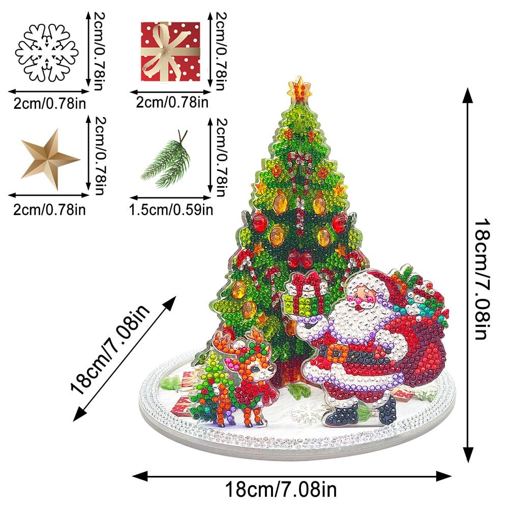 Diamond Dot Art Acrylic Christmas Tree & Santa Claus & Elk 5D DIY Craft Ornament