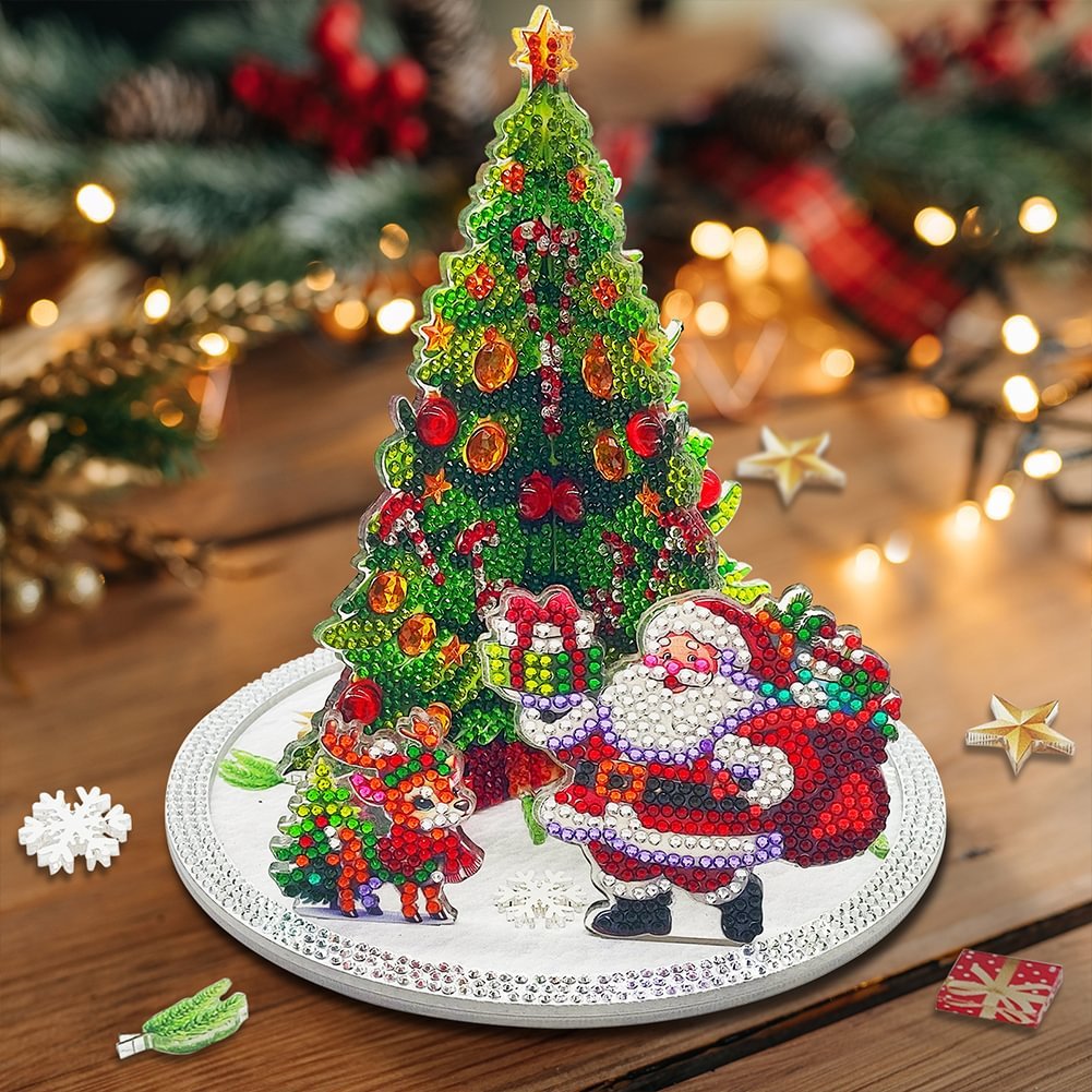 Diamond Dot Art Acrylic Christmas Tree & Santa Claus & Elk 5D DIY Craft Ornament
