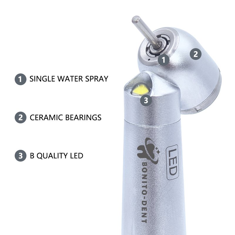 High quality Dental 45 Degree high speed Handpiece LED Rear Exhaust Push Button Dentisty Drills Equipment with 2/4 holes