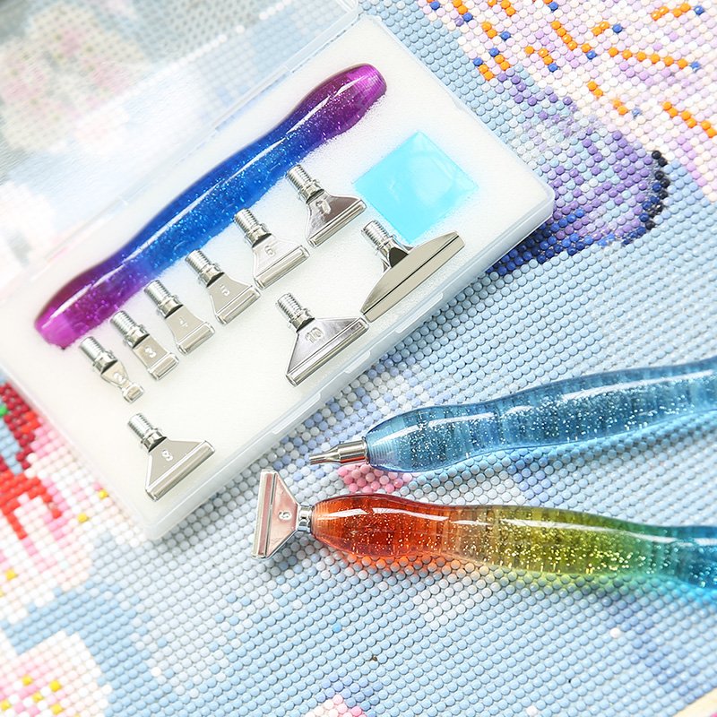 14Pcs Diamond Painting Pen Metal Tips Kit Stainless Screw Thread Tips Multi Placer Tips Roller Diamond Painting Accessories