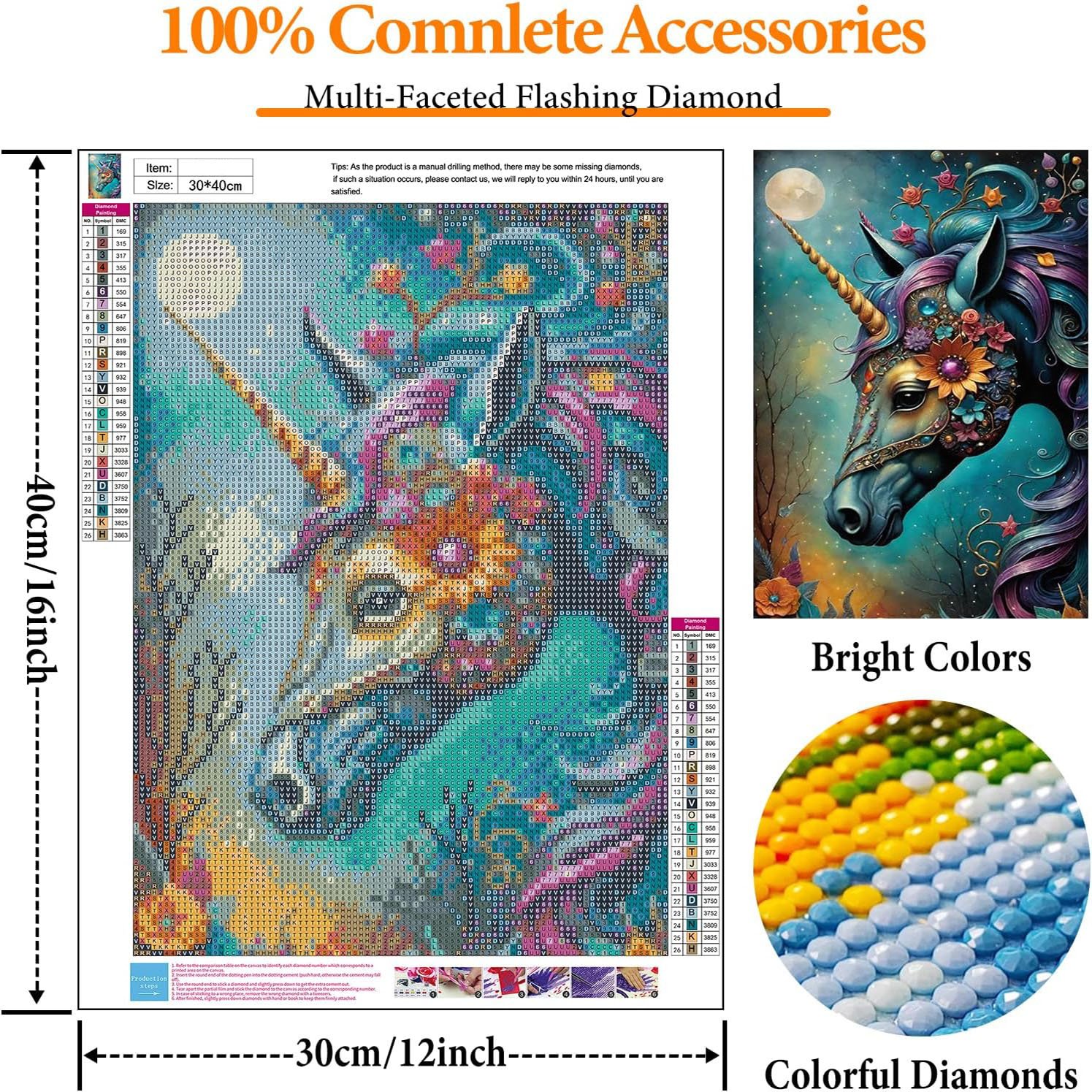 Adult Beginner Diamond Art Set DIY 5D Unicorn Round Diamond Beginner's Gem Art Perfect Gift Home Wall Decoration paintings