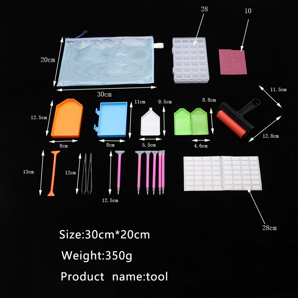 5d Diamonds Painting Tools Accessories Kits For Adults with Tray Rubber Roller Diy Diamond Embroidery 28 Storage Grids Box