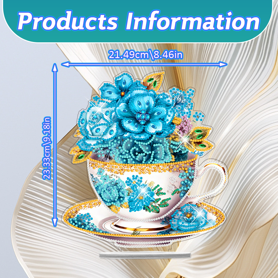 1PC Creative DIY Diamond Painting Desk Decoration Flower Teacup Special Shape Diamond Painting Home Ornament