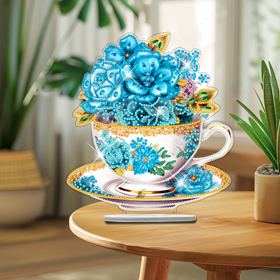 1PC Creative DIY Diamond Painting Desk Decoration Flower Teacup Special Shape Diamond Painting Home Ornament