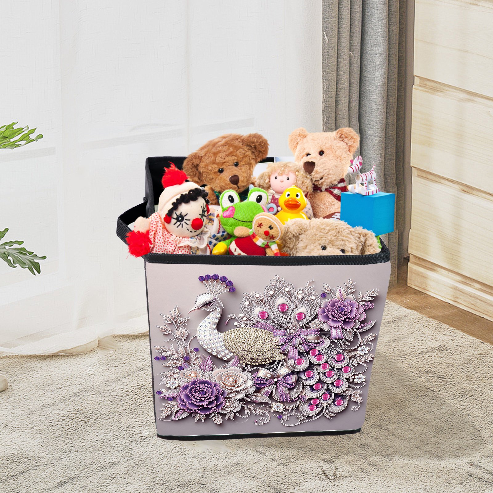 New Arrival Flower Purple Peacock Diamond Painting Storage bag