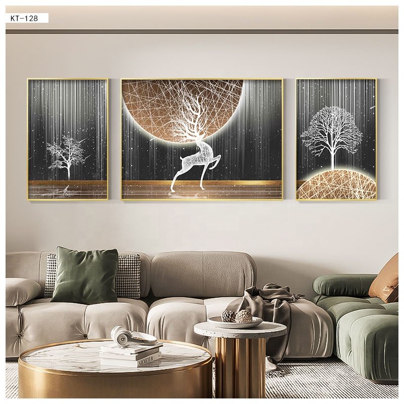 3d diamonds metal frame crystal porcelain wall art paintings interior luxury home decor still life decorative Led light painting