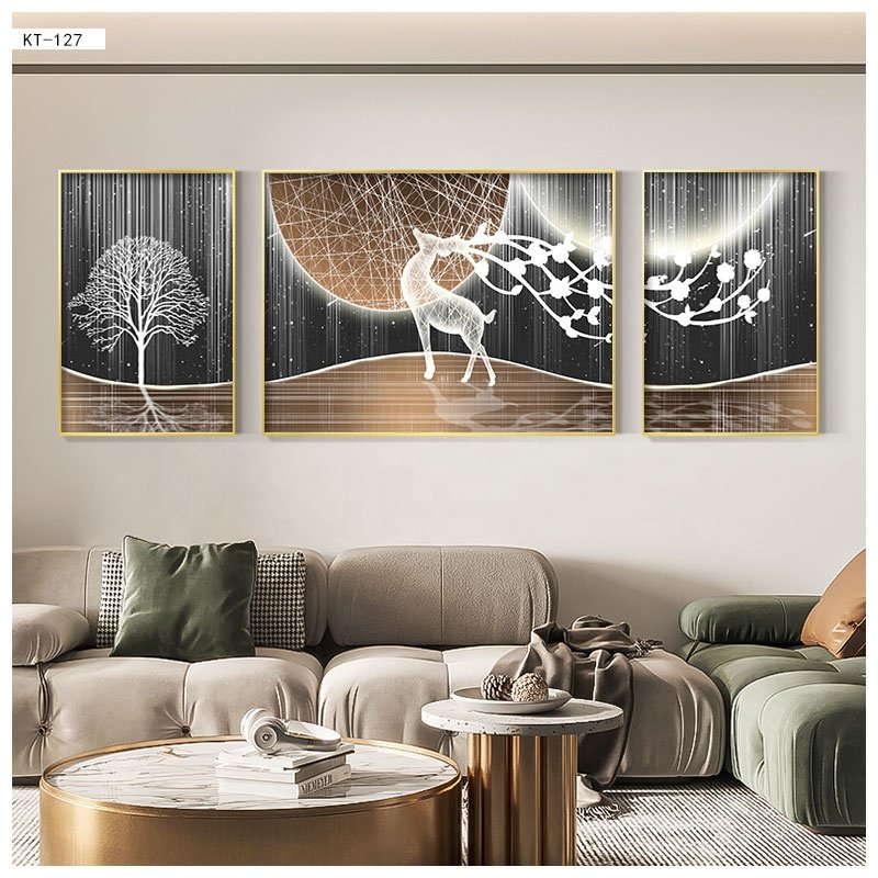 3d diamonds metal frame crystal porcelain wall art paintings interior luxury home decor still life decorative Led light painting