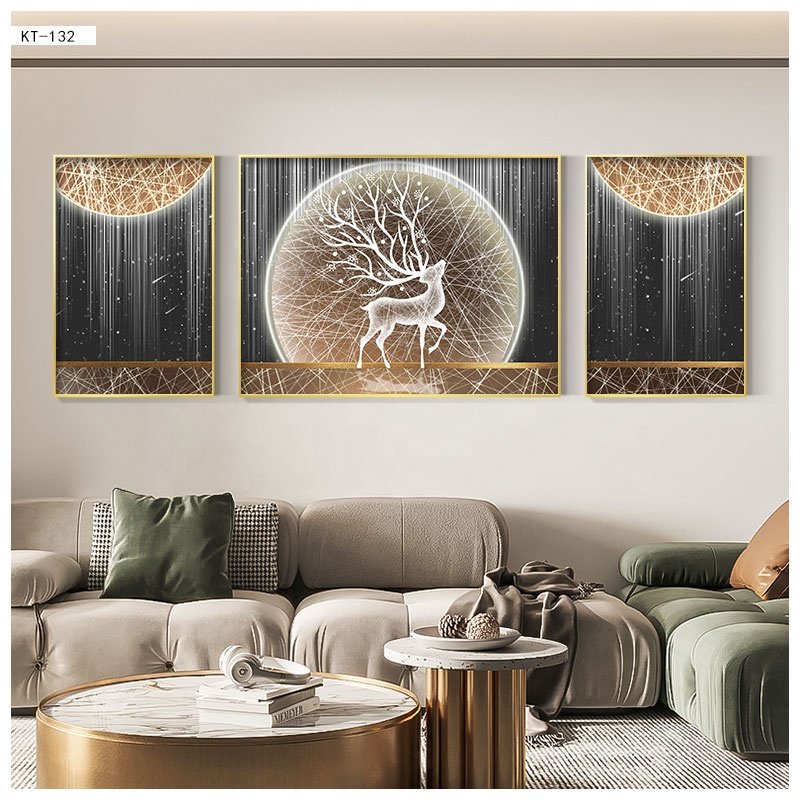 3d diamonds metal frame crystal porcelain wall art paintings interior luxury home decor still life decorative Led light painting