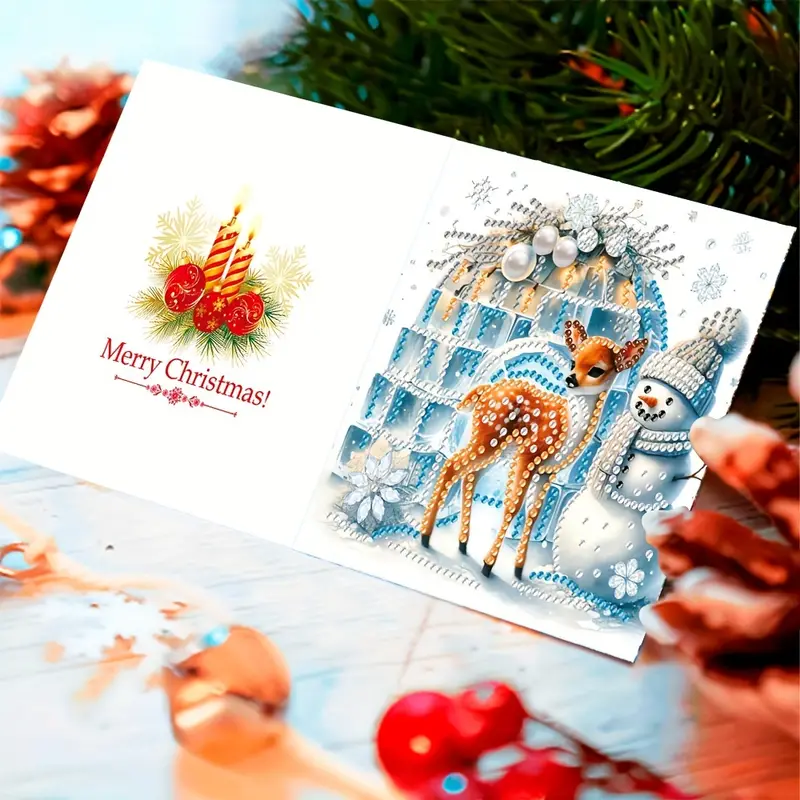 new design 12PCS Christmas Birthday Festival Supplies Creative Vintage DIY Diamond Painting Greeting Cards
