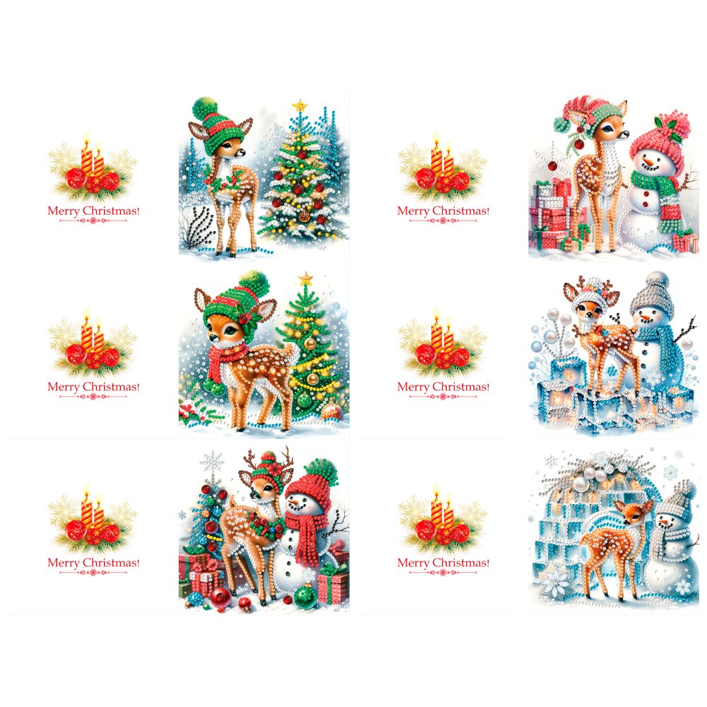new design 12PCS Christmas Birthday Festival Supplies Creative Vintage DIY Diamond Painting Greeting Cards