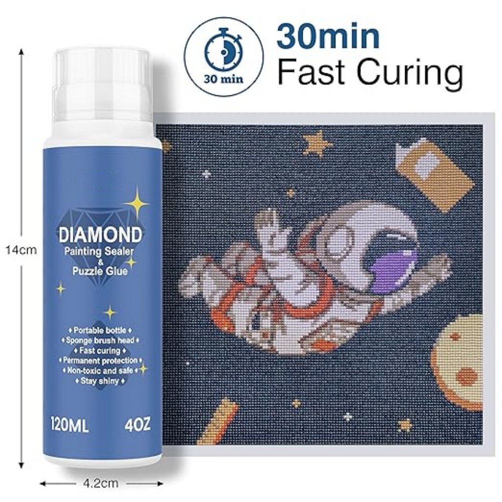 WBG Diamond Painting Sealer Fast Curing 120ml 5D Diamond Painting Glue with Sponge Head DIY Conserver