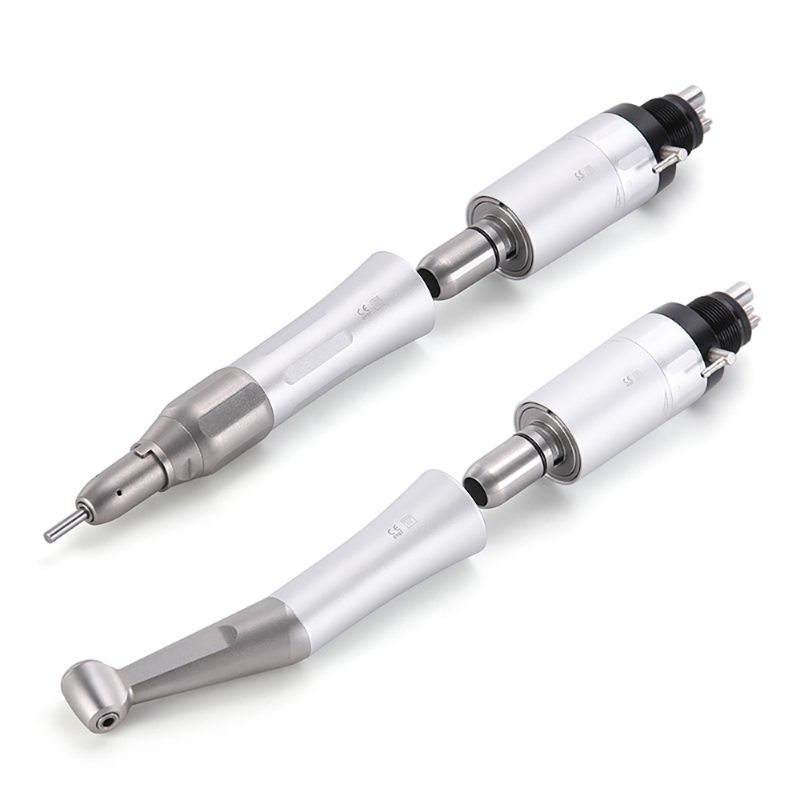 Dental Handpiece Kit 1:1 Turbine External Water Spray Low Speed Contra Angle Push Button E Type Dental Instruments