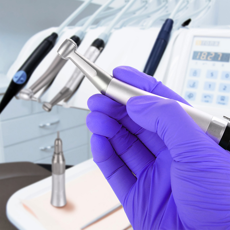 Dental Handpiece Kit 1:1 Turbine External Water Spray Low Speed Contra Angle Push Button E Type Dental Instruments