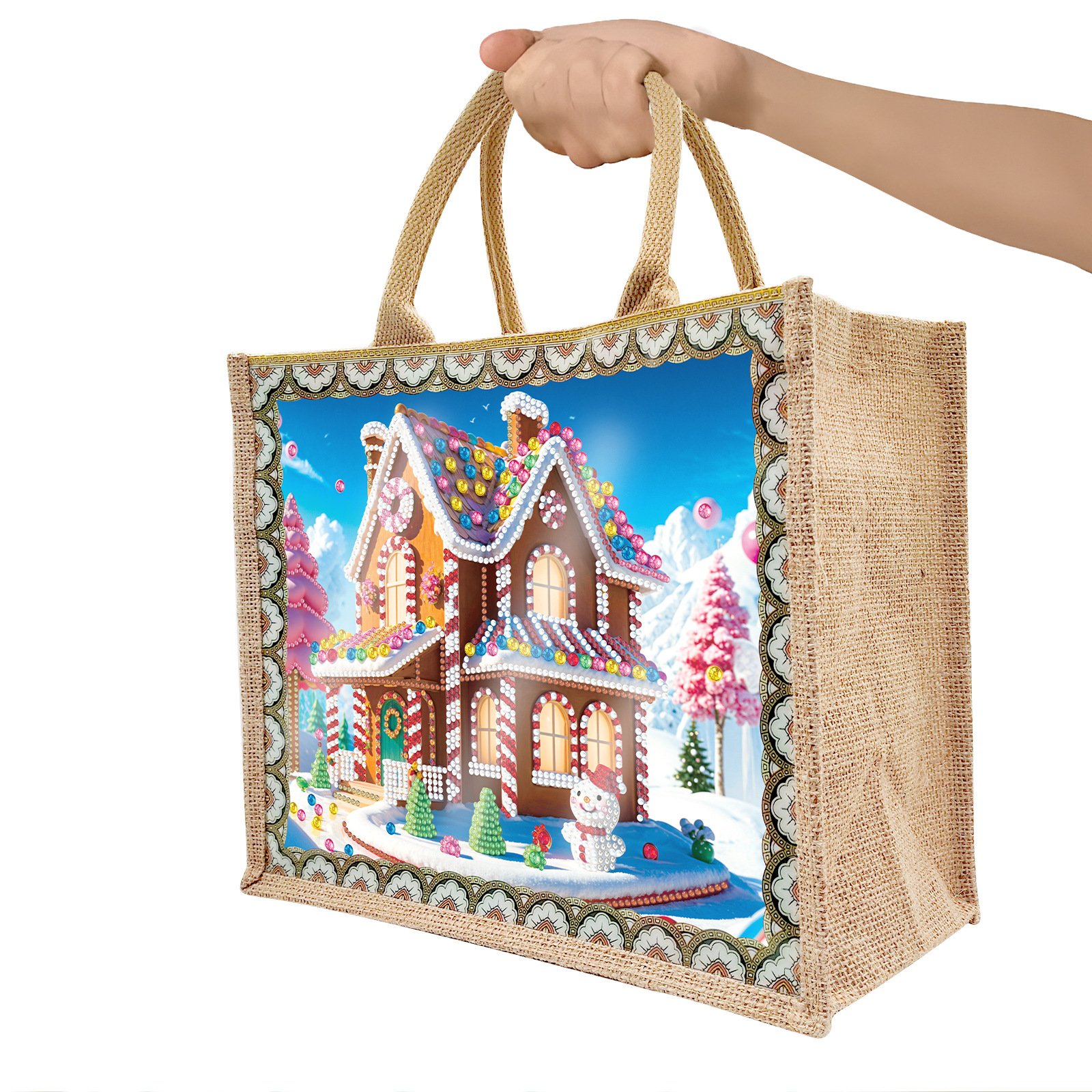 LS new Christmas Diamond Painting Burlap bag dot drill Linen Environmentally friendly portable shopping bags