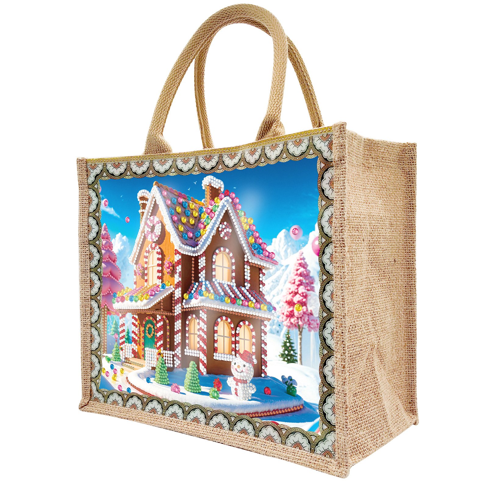 LS new Christmas Diamond Painting Burlap bag dot drill Linen Environmentally friendly portable shopping bags