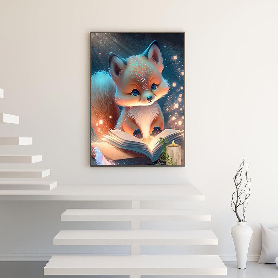 Adult Diamond Painting Kit DIY5D Cartoon Fox Cub Round Diamond Art Kit Suitable for wall painting home decoration Gifts