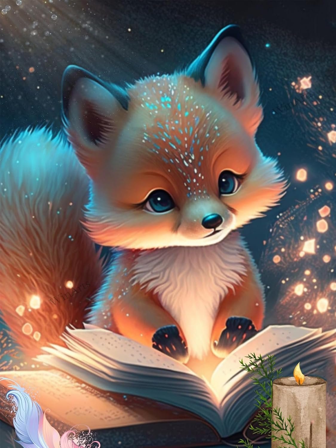 Adult Diamond Painting Kit DIY5D Cartoon Fox Cub Round Diamond Art Kit Suitable for wall painting home decoration Gifts