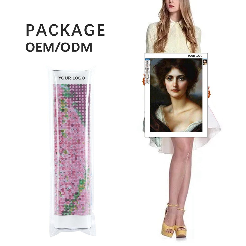 European Elegant Women Art Rhinestones Painting DIY Full Round Drills Diamond Dot Art Kits Canvas Portrait Paintings For Adults