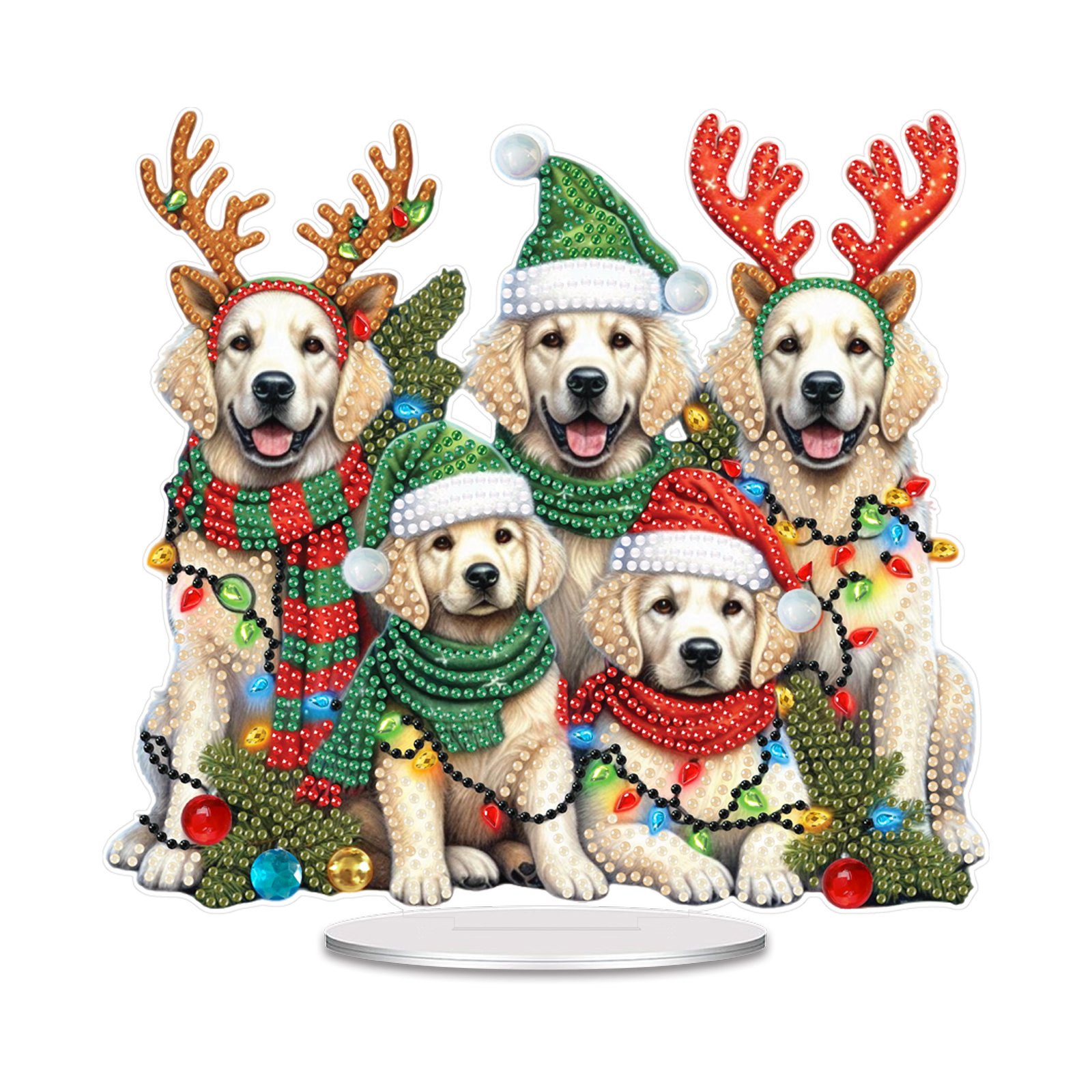 2024 DIY Tabletop Craft Handpainted Acrylic Diamond Painting Cartoon Animal Ornament for Home Christmas Box Packed