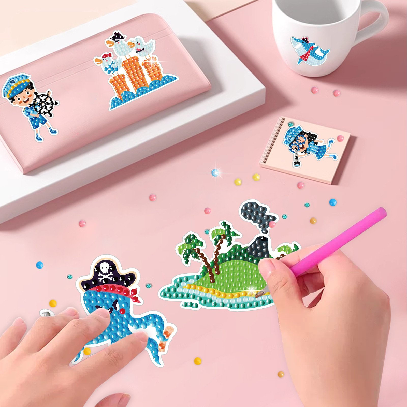 Diamond Painting Kids Stickers Kit DIY Stickers Arts Cartoon Animal Diamond Painting by Numbers Arts Children Toys Gift Kits