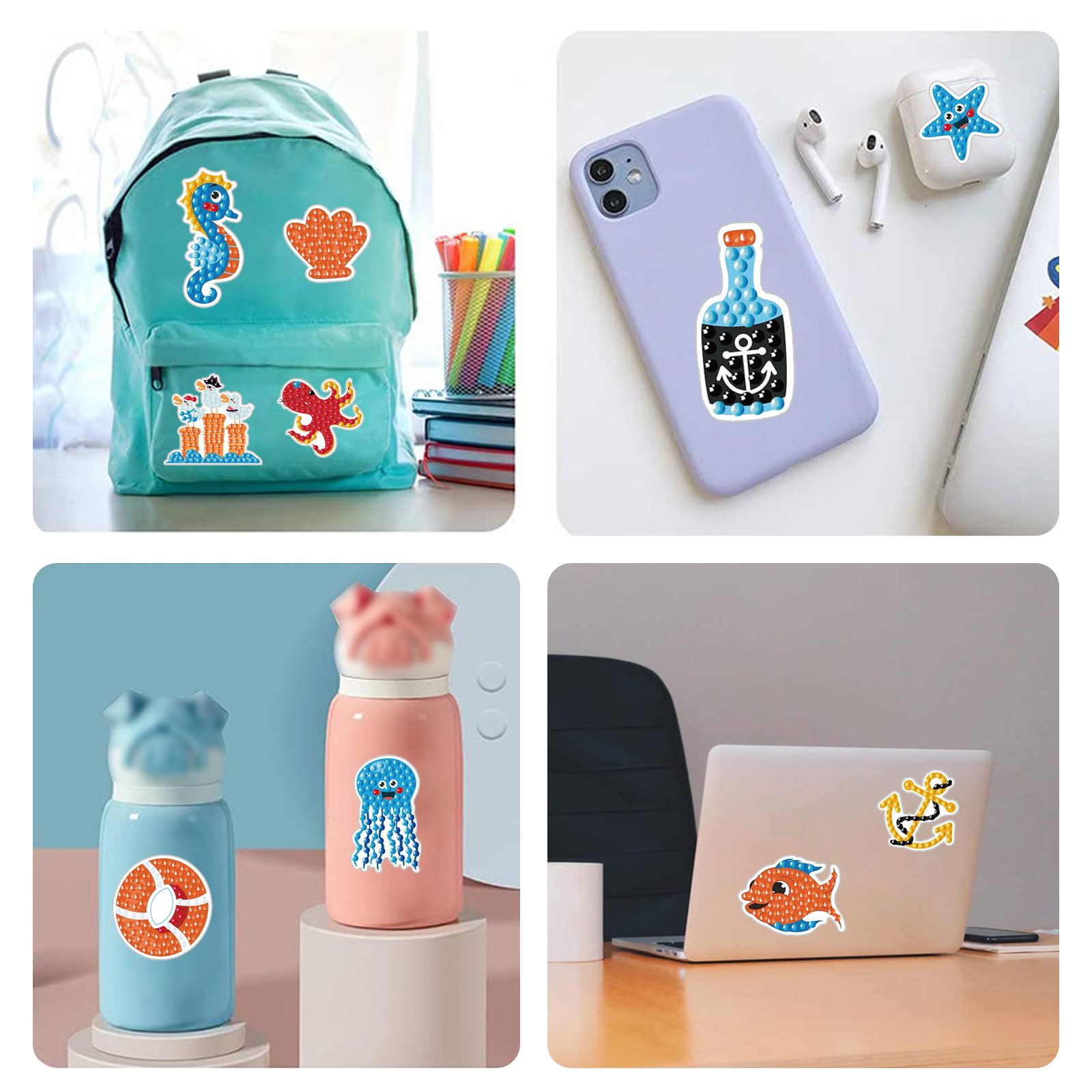 Diamond Painting Kids Stickers Kit DIY Stickers Arts Cartoon Animal Diamond Painting by Numbers Arts Children Toys Gift Kits