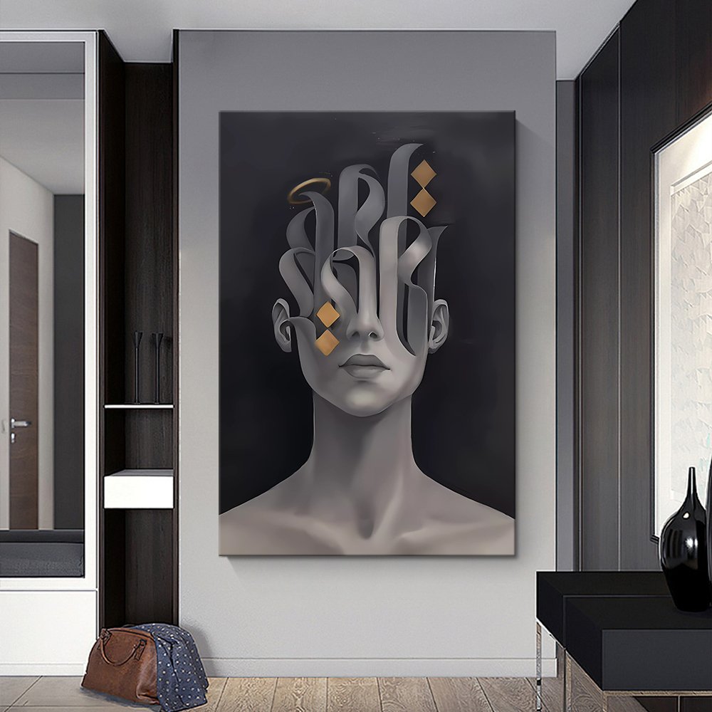 Muslim home improvement frame Female figure Painting Arabic Calligraphy art Extra Large canvas Other Muslim Islamic wall art