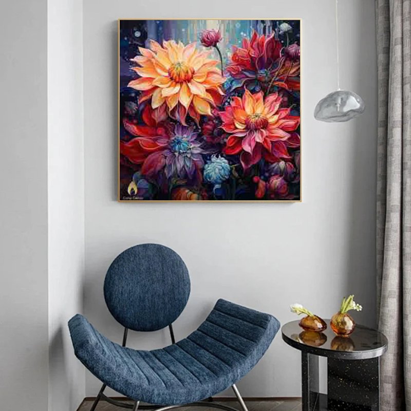 Hot Custom DIY fairy dust flower diamond painting drills Canvas Art Wall Decor Diamond art Painting kits landscape