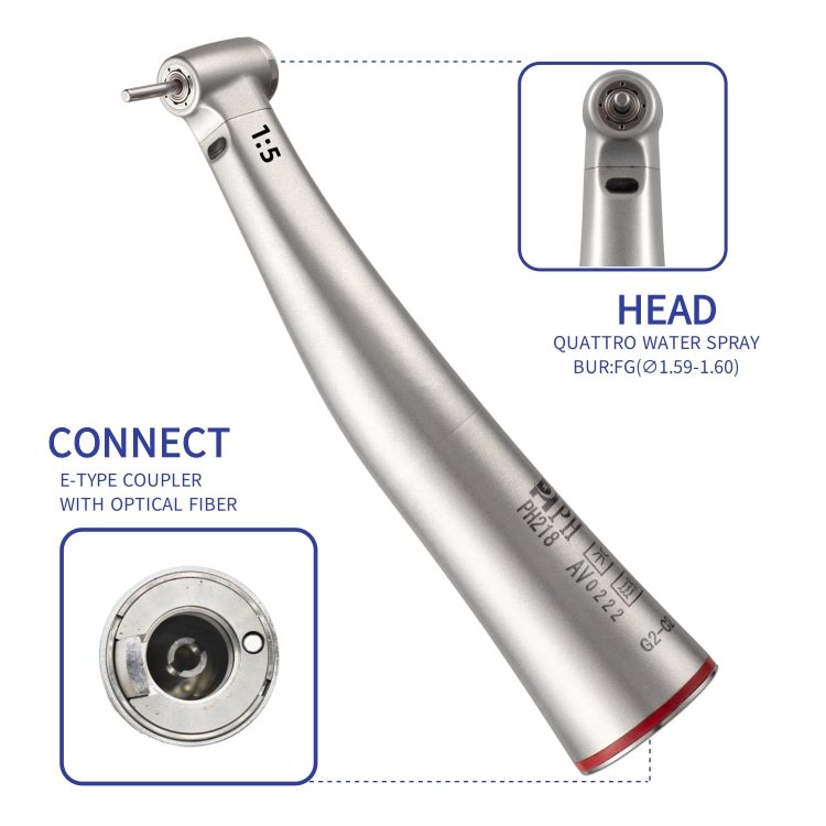 Portable Dental Low Speed air turbine Contra Angle Fiber Optic Handpiece Polishing Teeth Compatible With All E-Type Electric