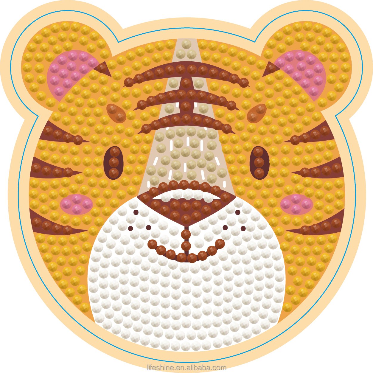 Little Tiger Round Acrylic Heatproof Coaster Diamond Painting 10x10cm 1pc DIY Crafts