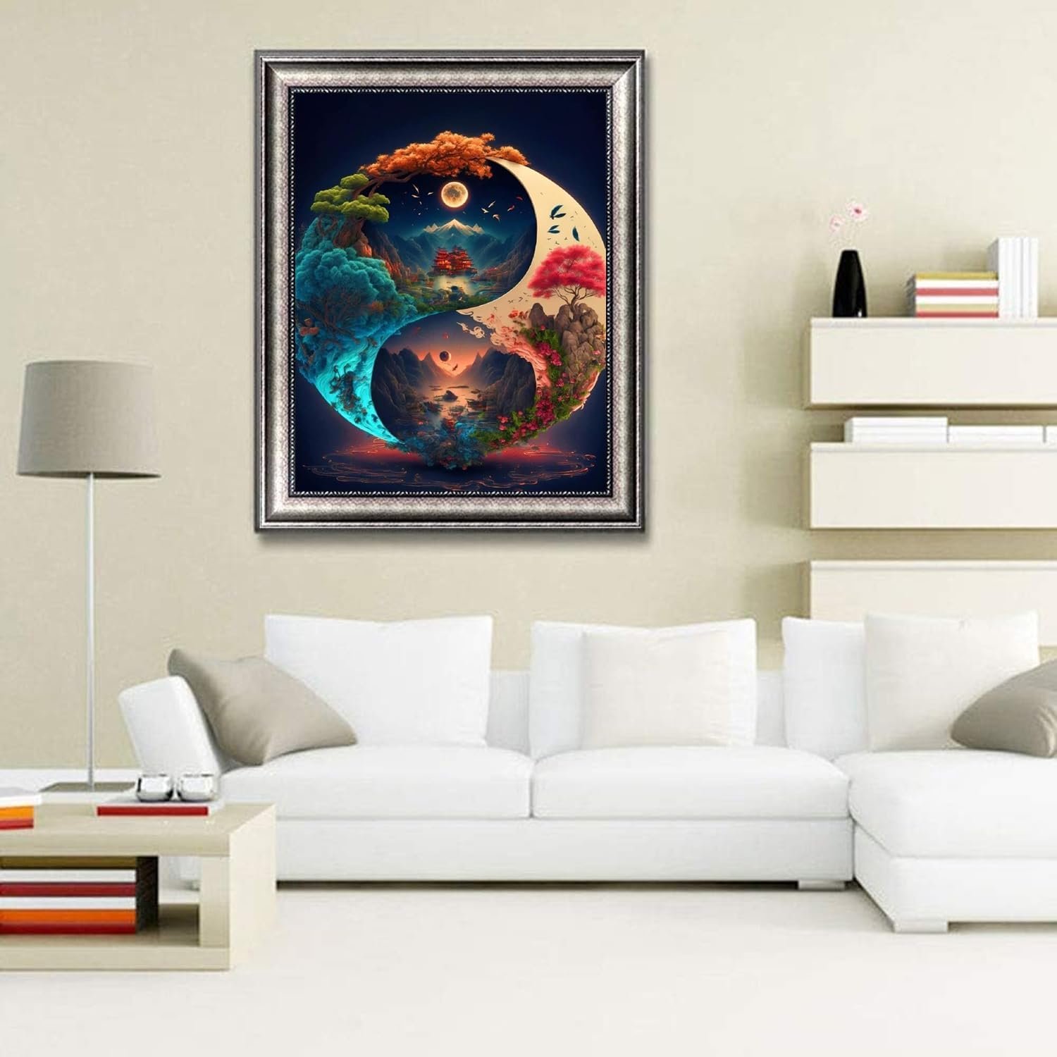 Chinese Tai Chi Diamond Painting Bagua Landscape Diamond Painting Colorful Night Scene Diamond paintings and wall arts