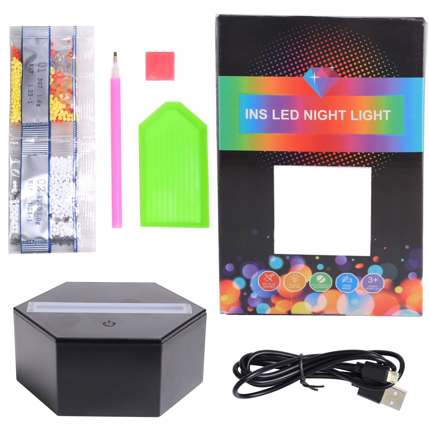 DIY Diamond Painting with LED Lamp Night Lights Creativity 7 Colors Christmas Crystal Drawing Lamp Decoration